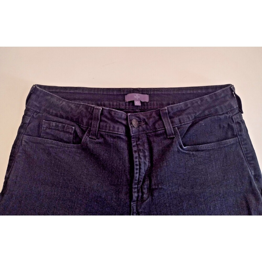 NYDJ Jeans Womens 10 Black Denim Straight Leg Stretch Bling Pockets - Picture 6 of 8